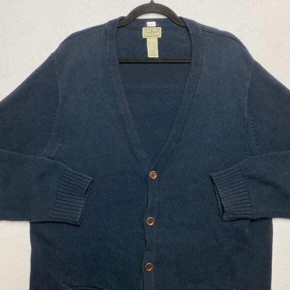 L.L. Bean Cardigan Sweater Men's XL Reg Navy Button Up Classic Cotton